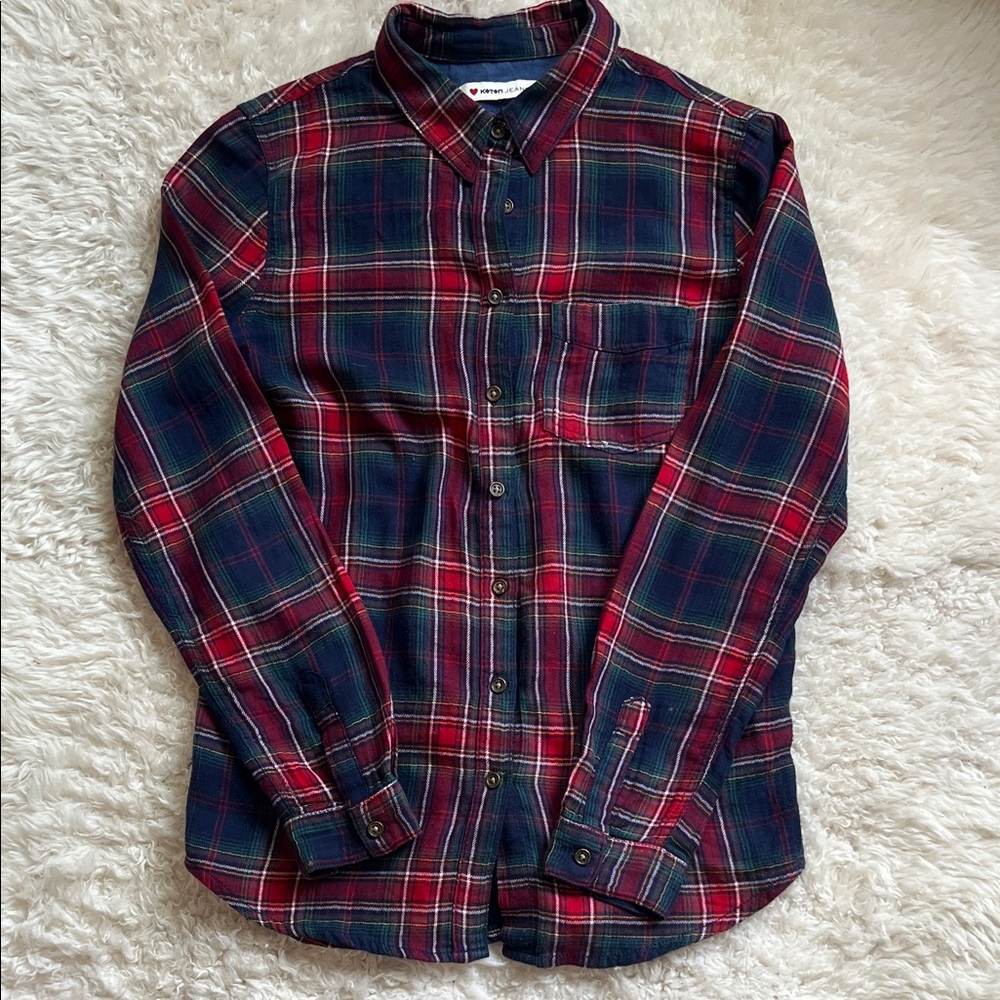 Koton Jeans Red and Blue Plaid Casual Shirt